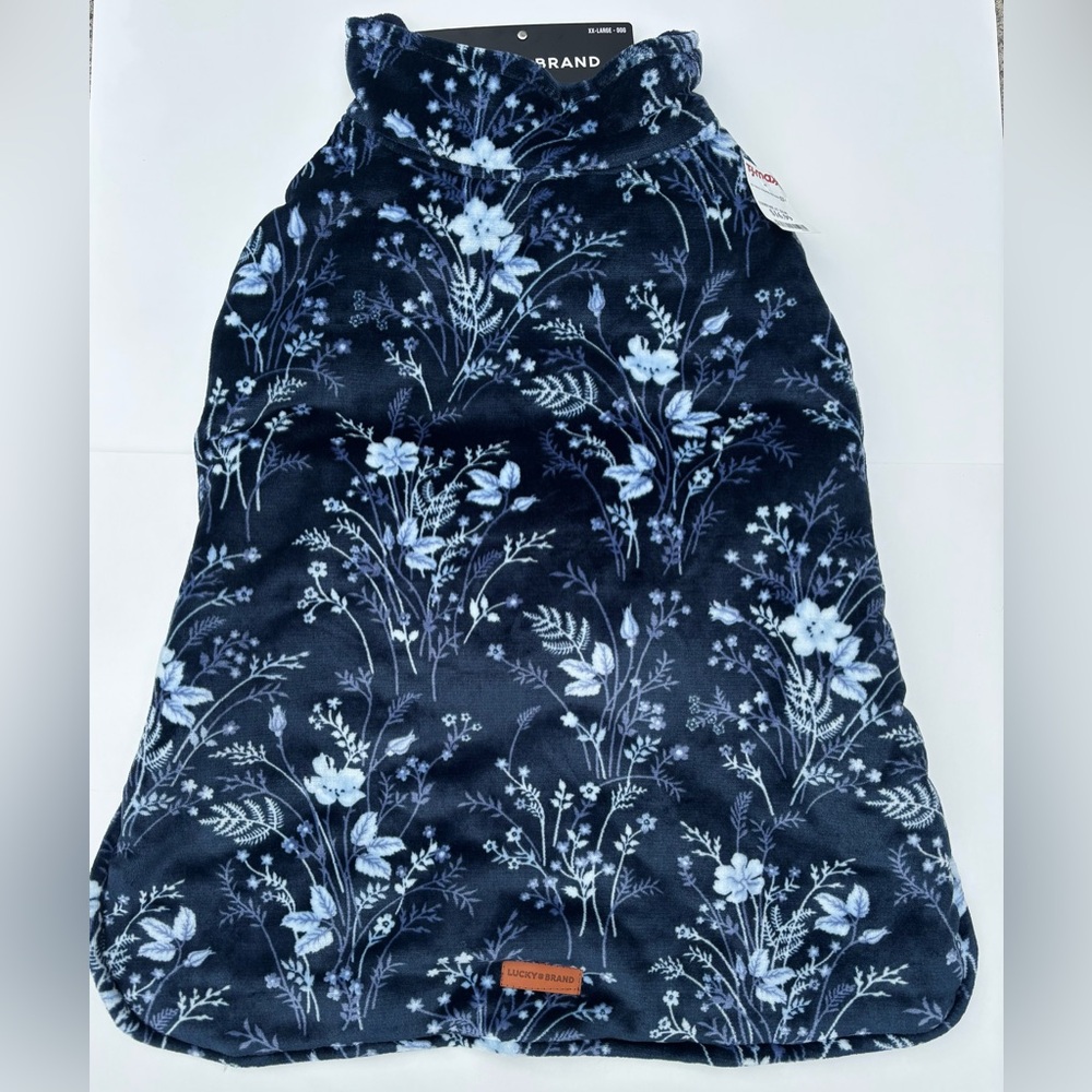 NWT Lucky Brand Reversible XXL Blue Fleece Dog Jacket